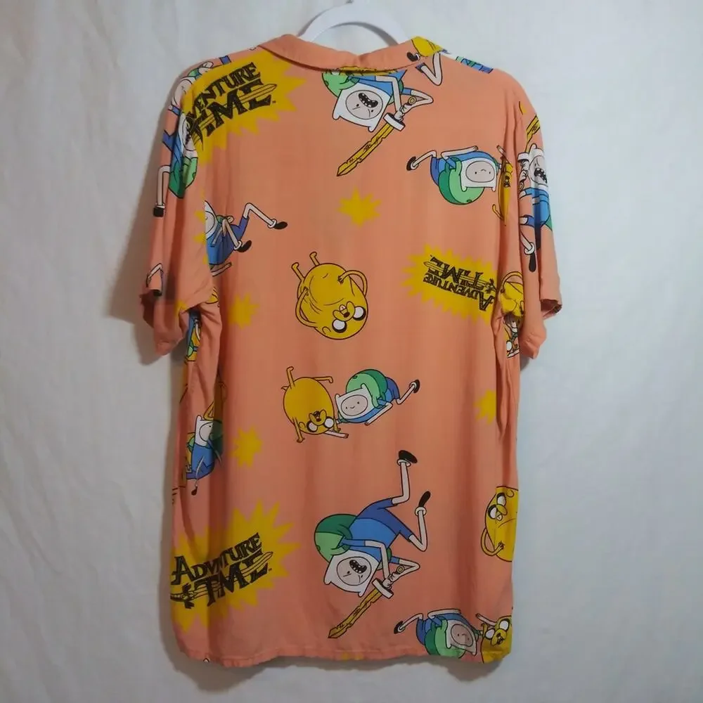 Adventure Time Lightweight Relaxed Button Up Short Sleeve Top Size M - Picture 3 of 6